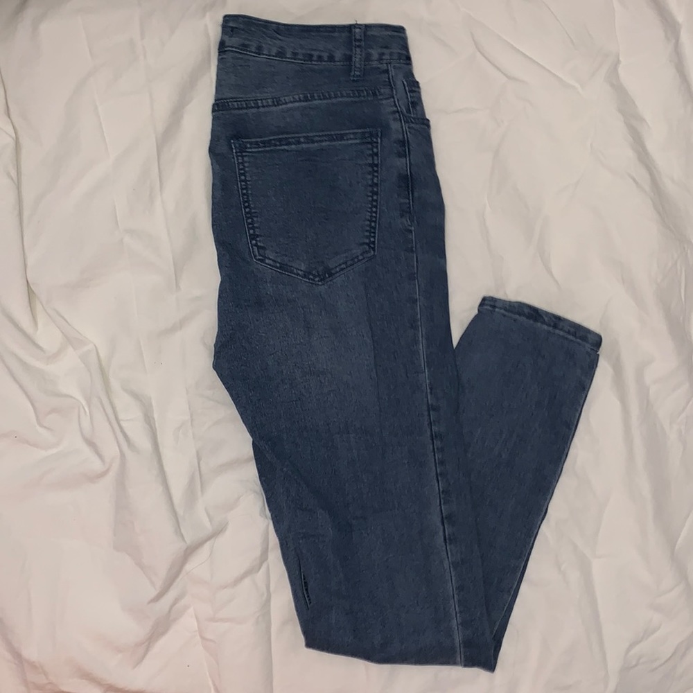 high rise medium wash jeans
